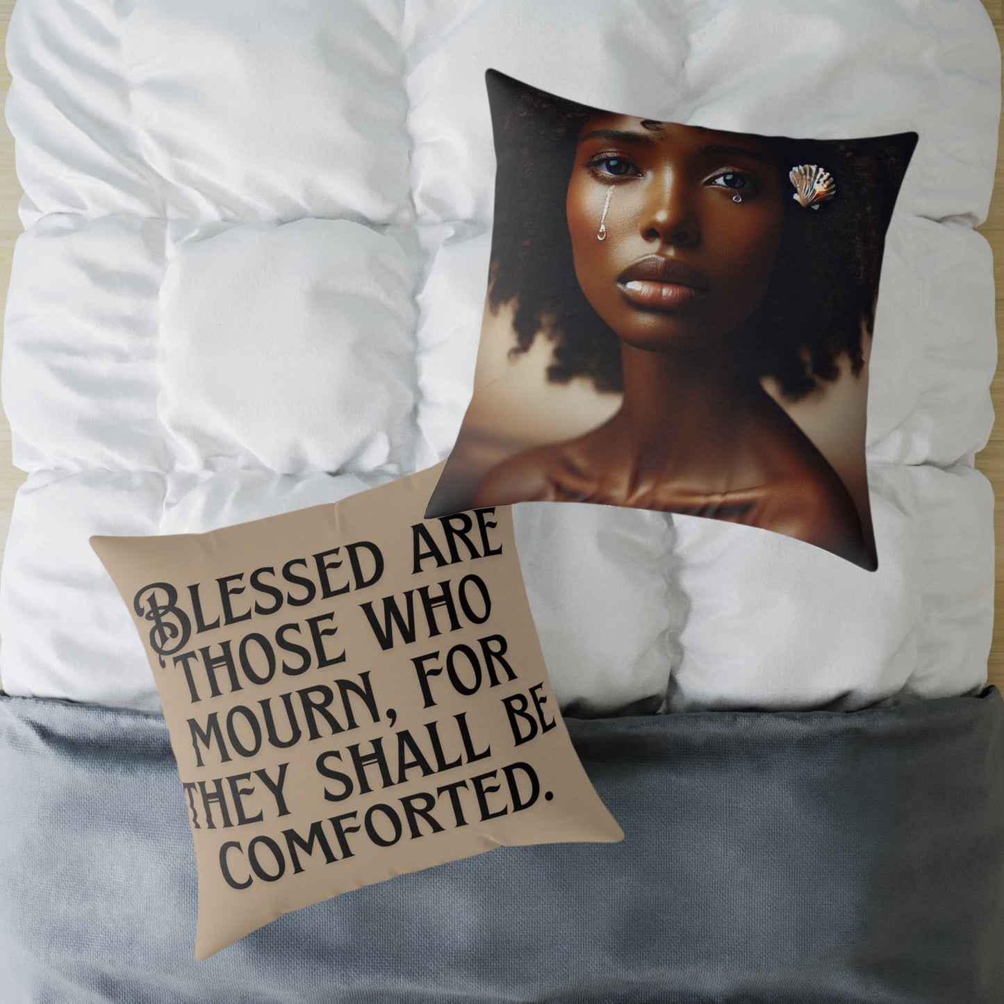 Comforting Square Poly Canvas Pillow with Inspirational Quotes, Decor, Home Accent, Unique Cushion