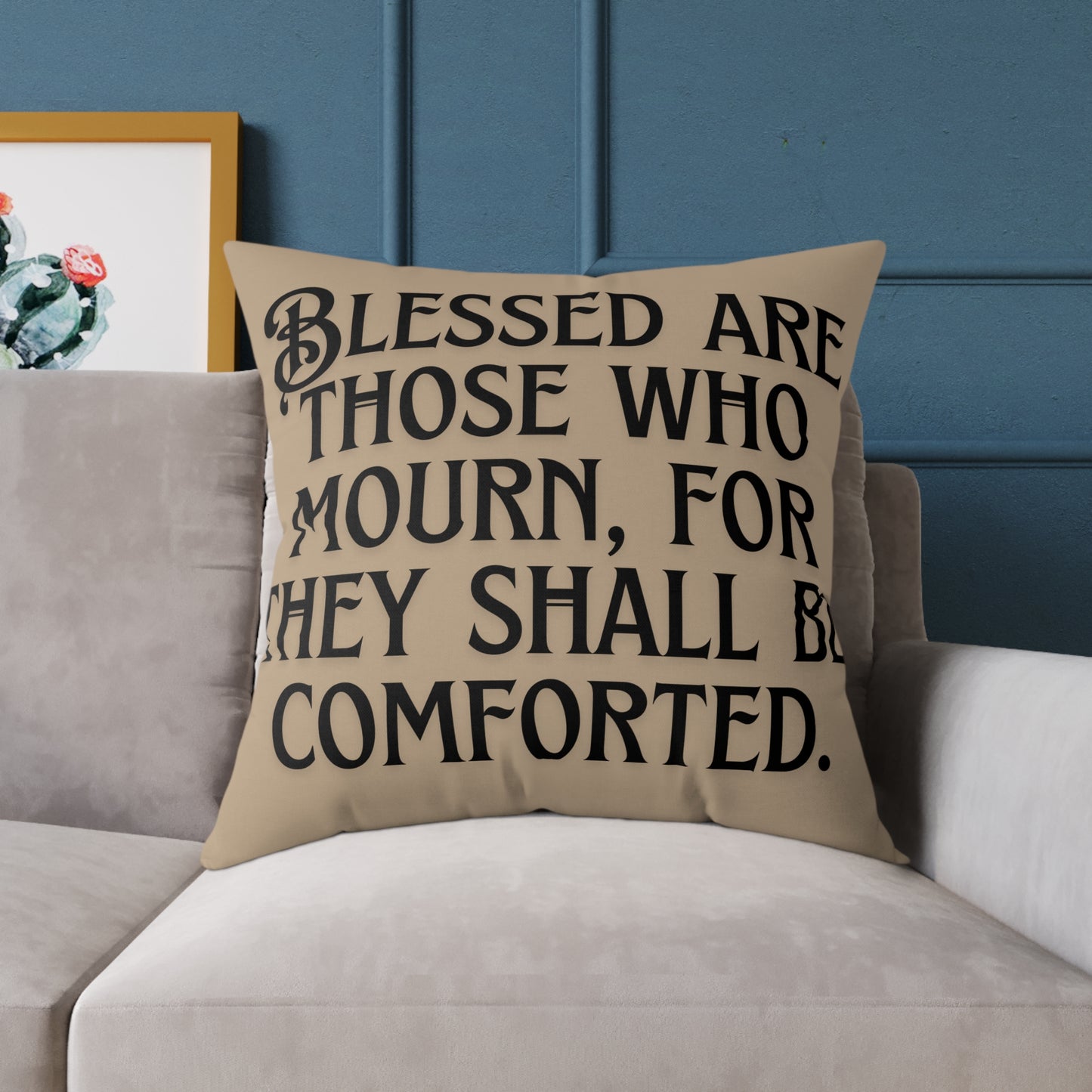 Comforting Square Poly Canvas Pillow with Inspirational Quotes, Decor, Home Accent, Unique Cushion