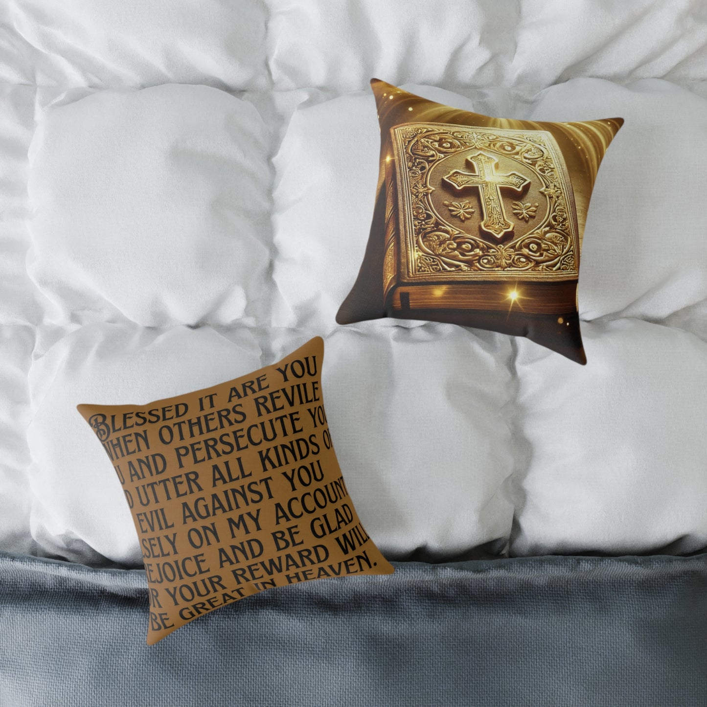 Faith-Inspired Square Poly Canvas Pillow | Inspirational Home Decor, Comfort Cushion, Bible Verse, Meaningful Decor