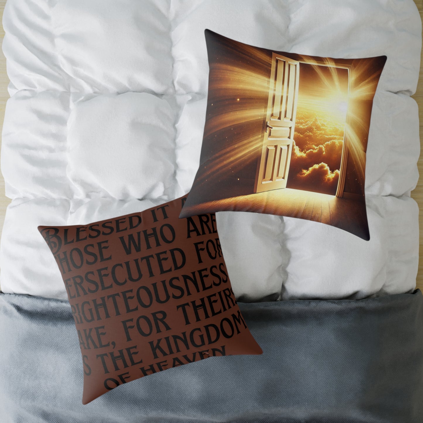 Inspirational Square Poly Canvas Pillow for Home Decor, Cozy Throw Pillow, Motivational Cushion, Bible Verse Pillow, Gift