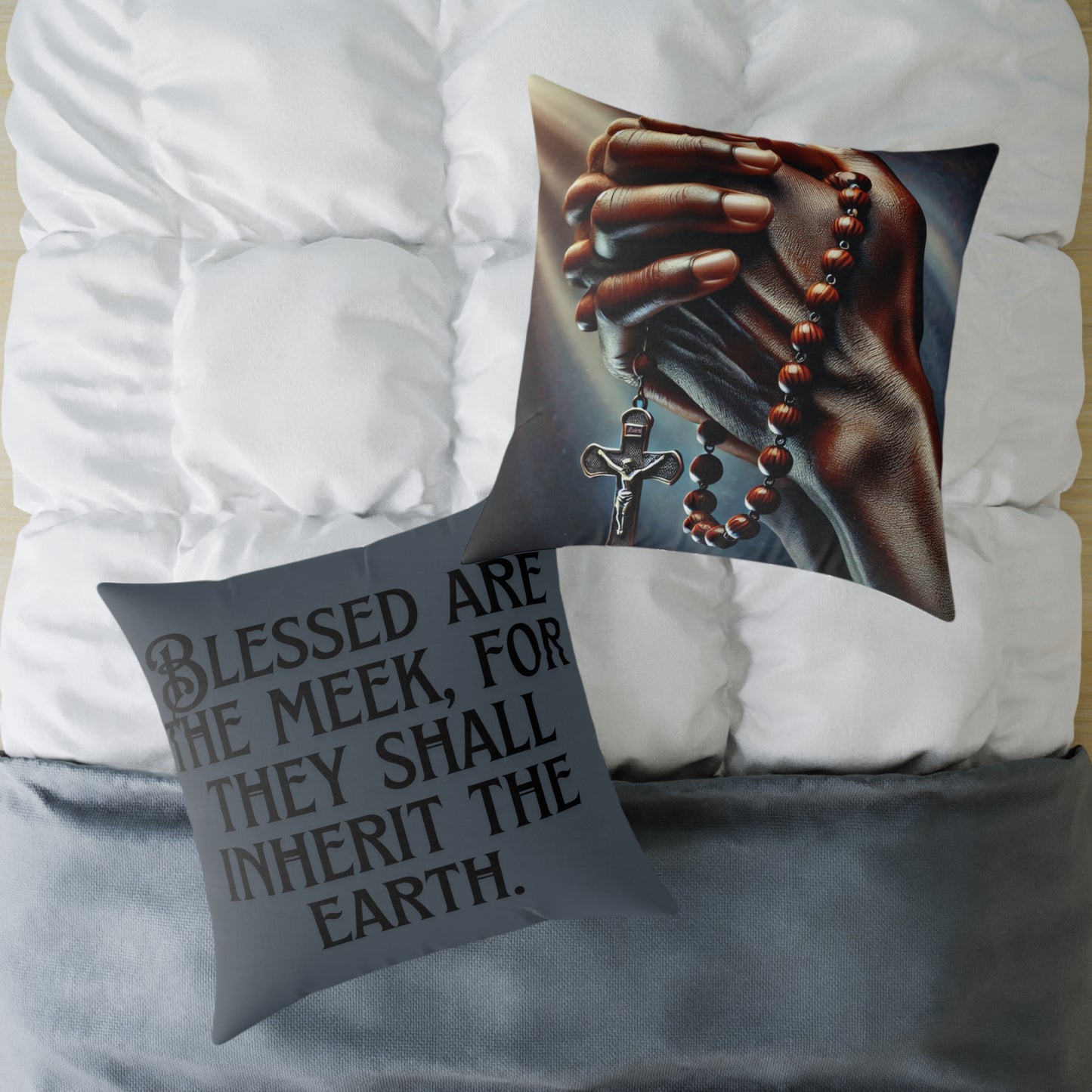Blessed Are The Meek: Square Poly Canvas Pillow