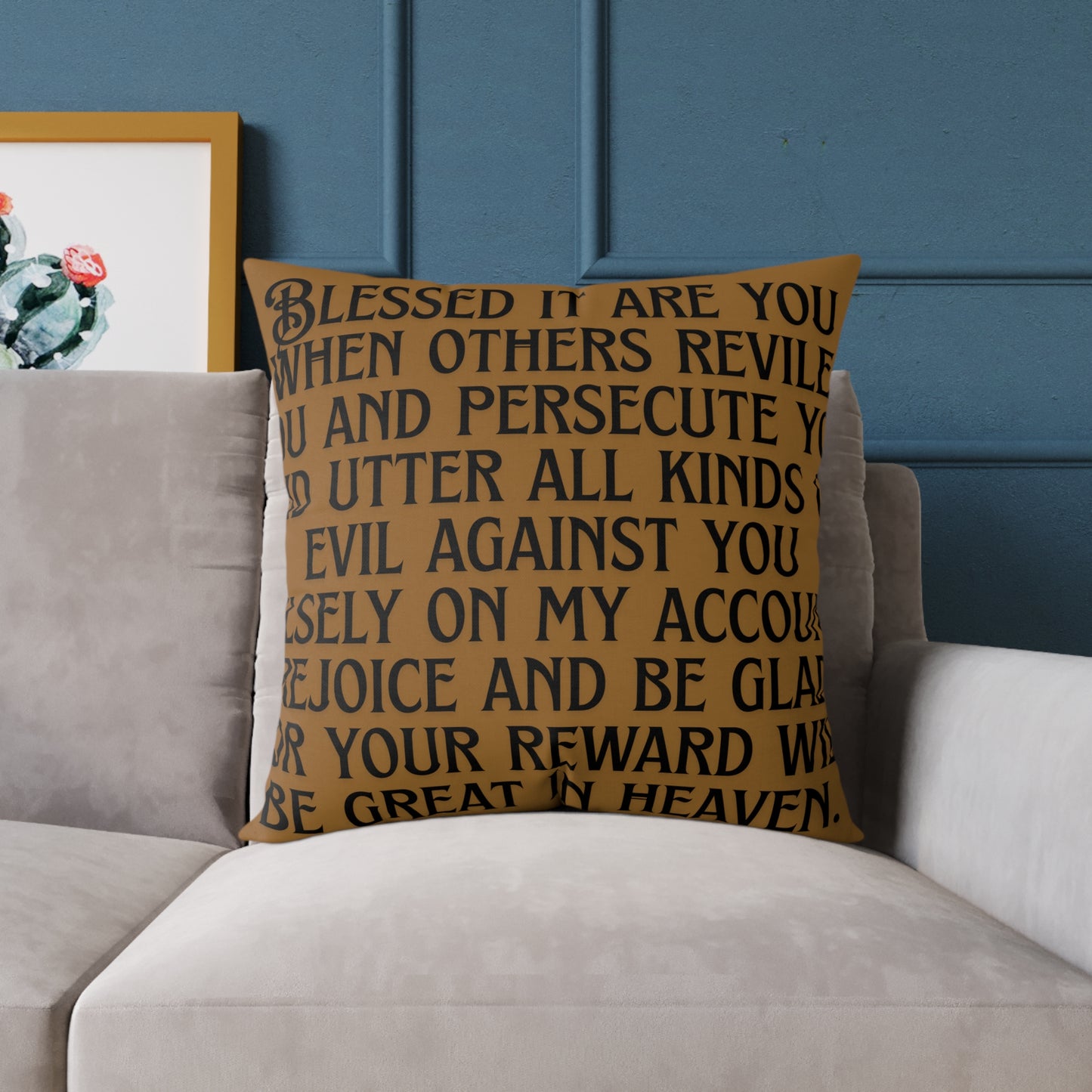 Blessed It Are You Than Others: Square Poly Canvas Pillow
