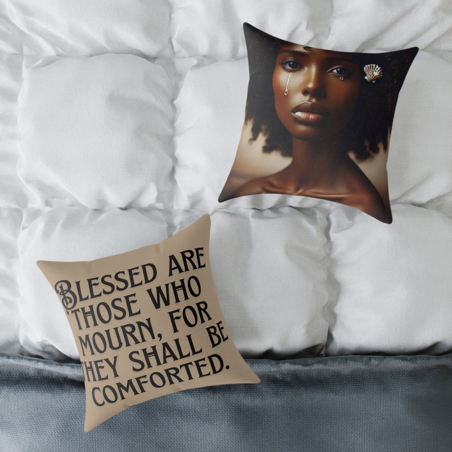 Blessed Are Those Who Mourn: Square Poly Canvas Pillow