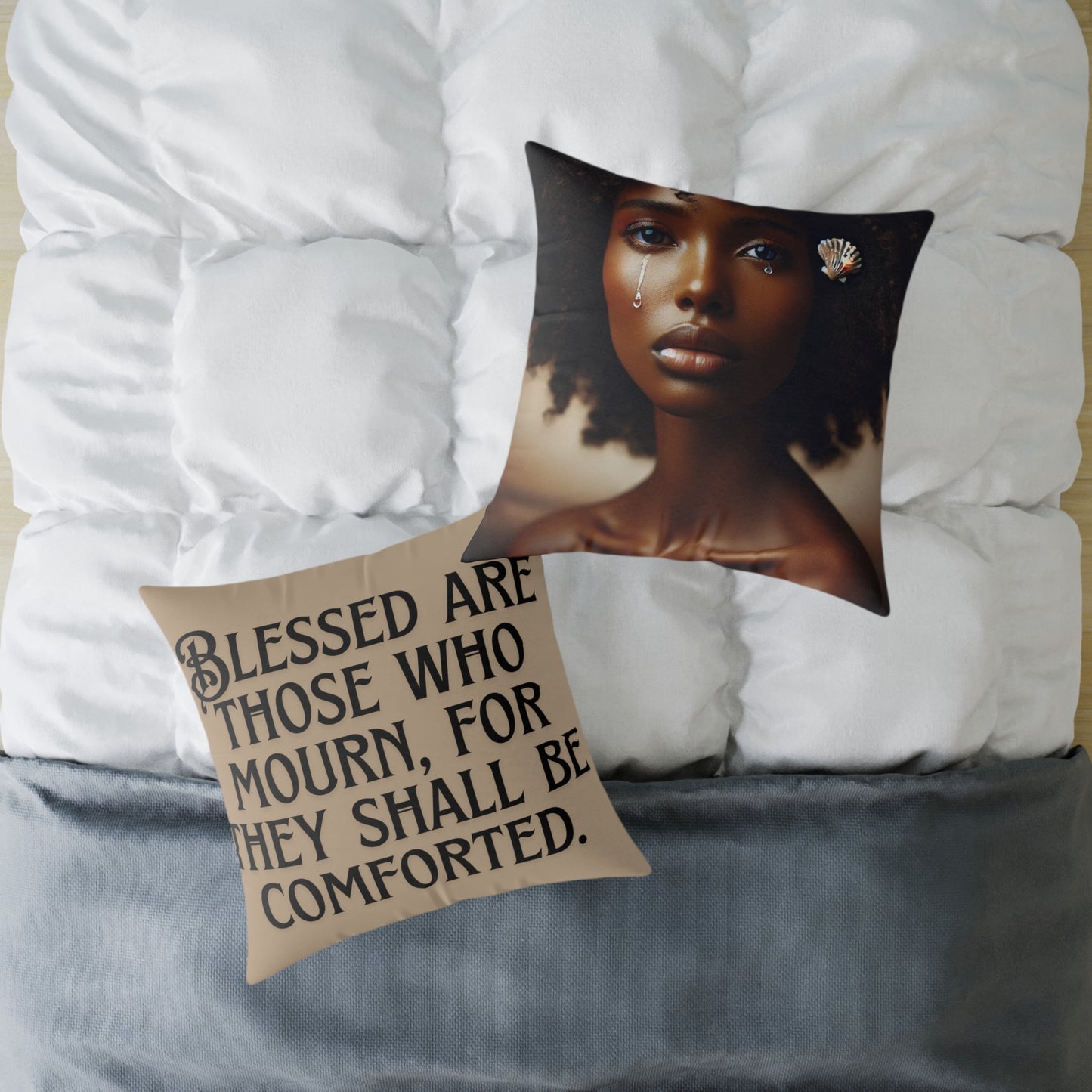 Blessed Are Those Who Mourn: Square Poly Canvas Pillow