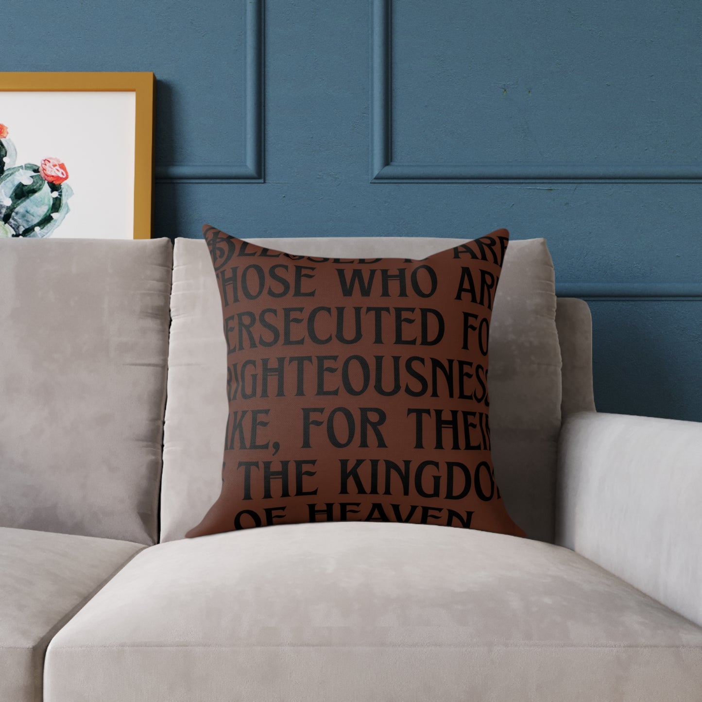 Inspirational Square Poly Canvas Pillow for Home Decor, Cozy Throw Pillow, Motivational Cushion, Bible Verse Pillow, Gift