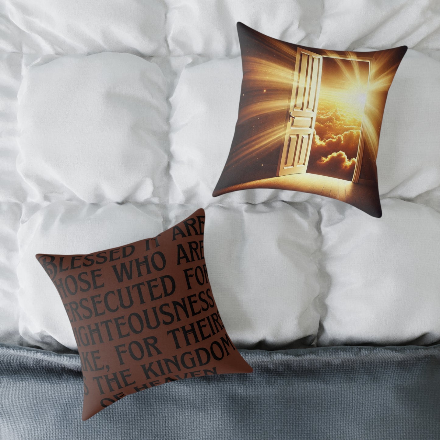 Inspirational Square Poly Canvas Pillow for Home Decor, Cozy Throw Pillow, Motivational Cushion, Bible Verse Pillow, Gift