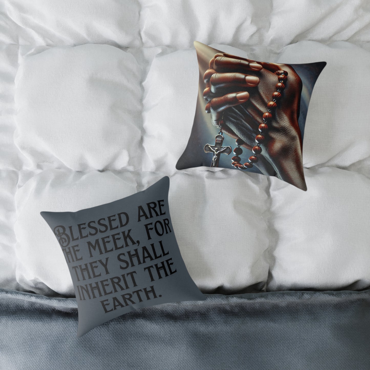 Blessed Are The Meek: Square Poly Canvas Pillow