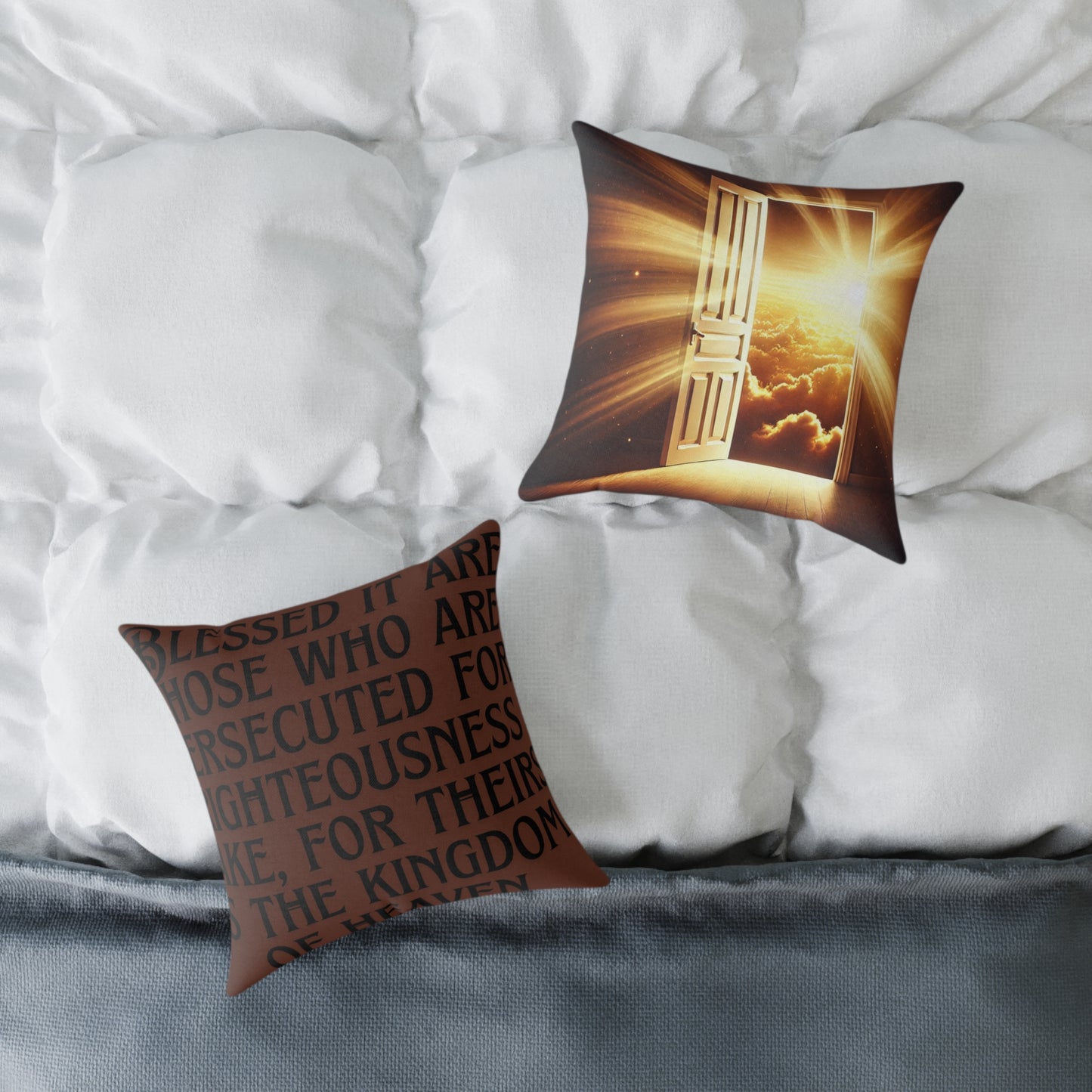 Inspirational Square Poly Canvas Pillow for Home Decor, Cozy Throw Pillow, Motivational Cushion, Bible Verse Pillow, Gift
