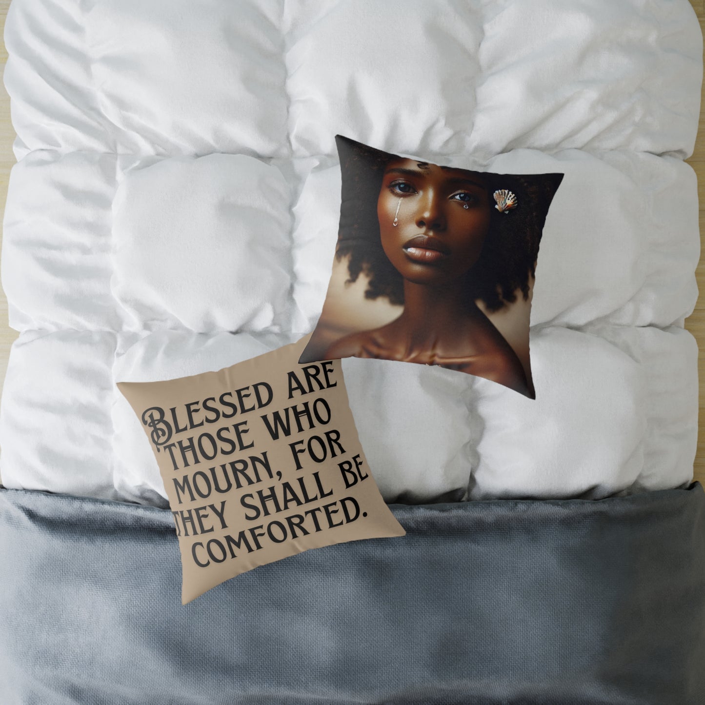 Blessed Are Those Who Mourn: Square Poly Canvas Pillow