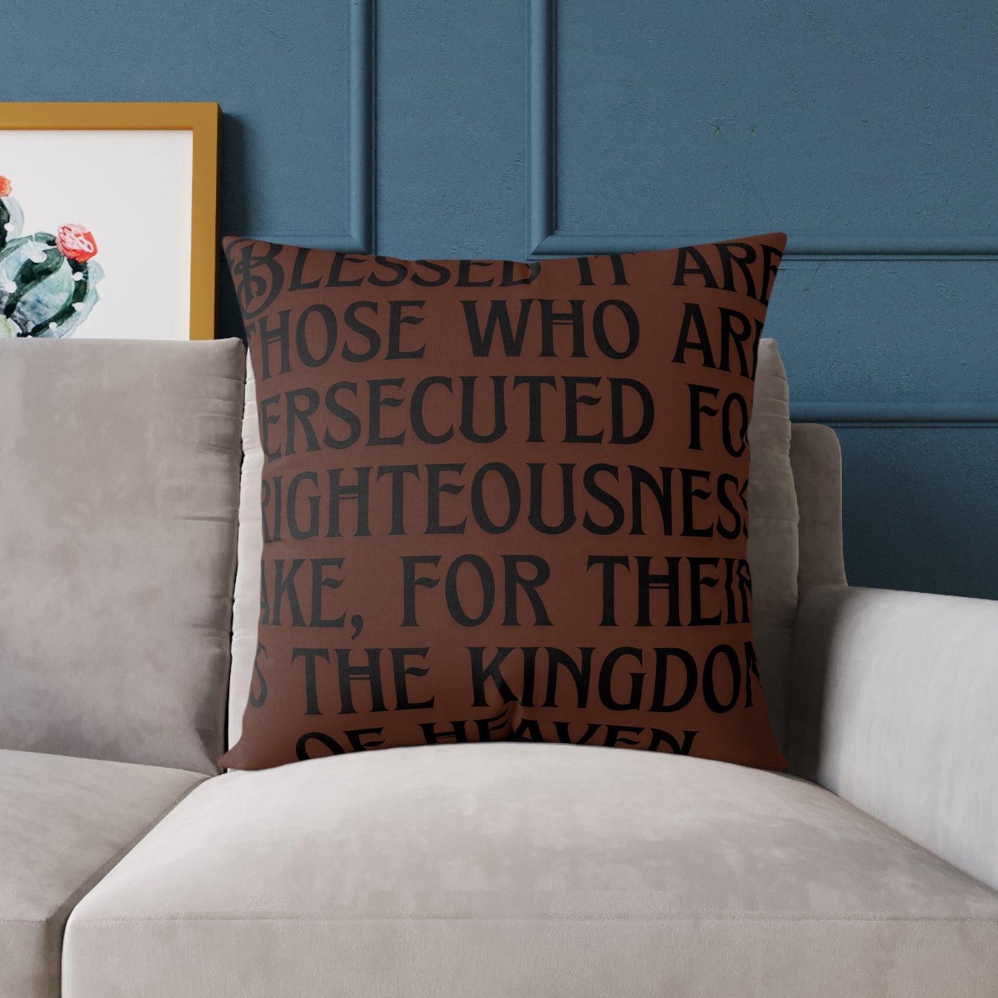 Inspirational Square Poly Canvas Pillow for Home Decor, Cozy Throw Pillow, Motivational Cushion, Bible Verse Pillow, Gift
