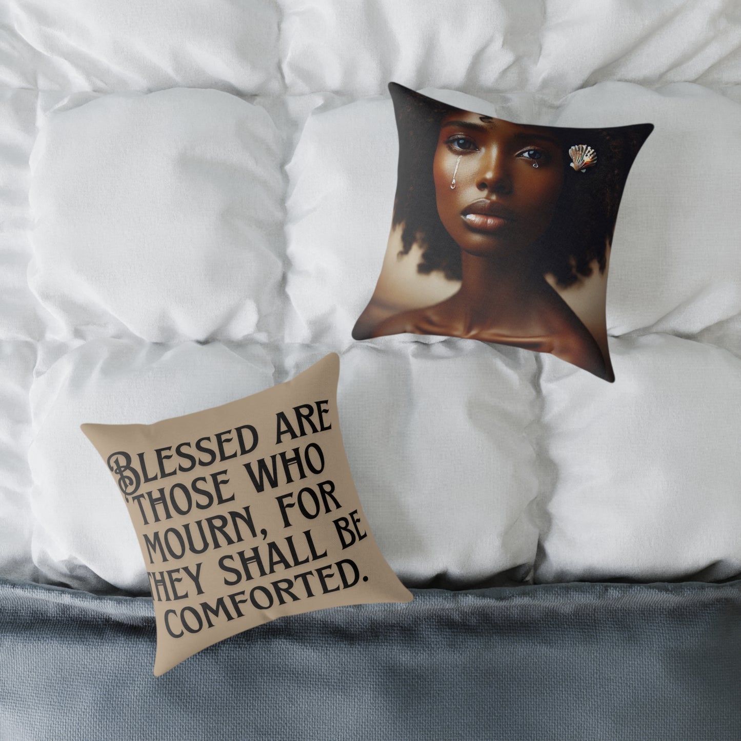 Blessed Are Those Who Mourn: Square Poly Canvas Pillow