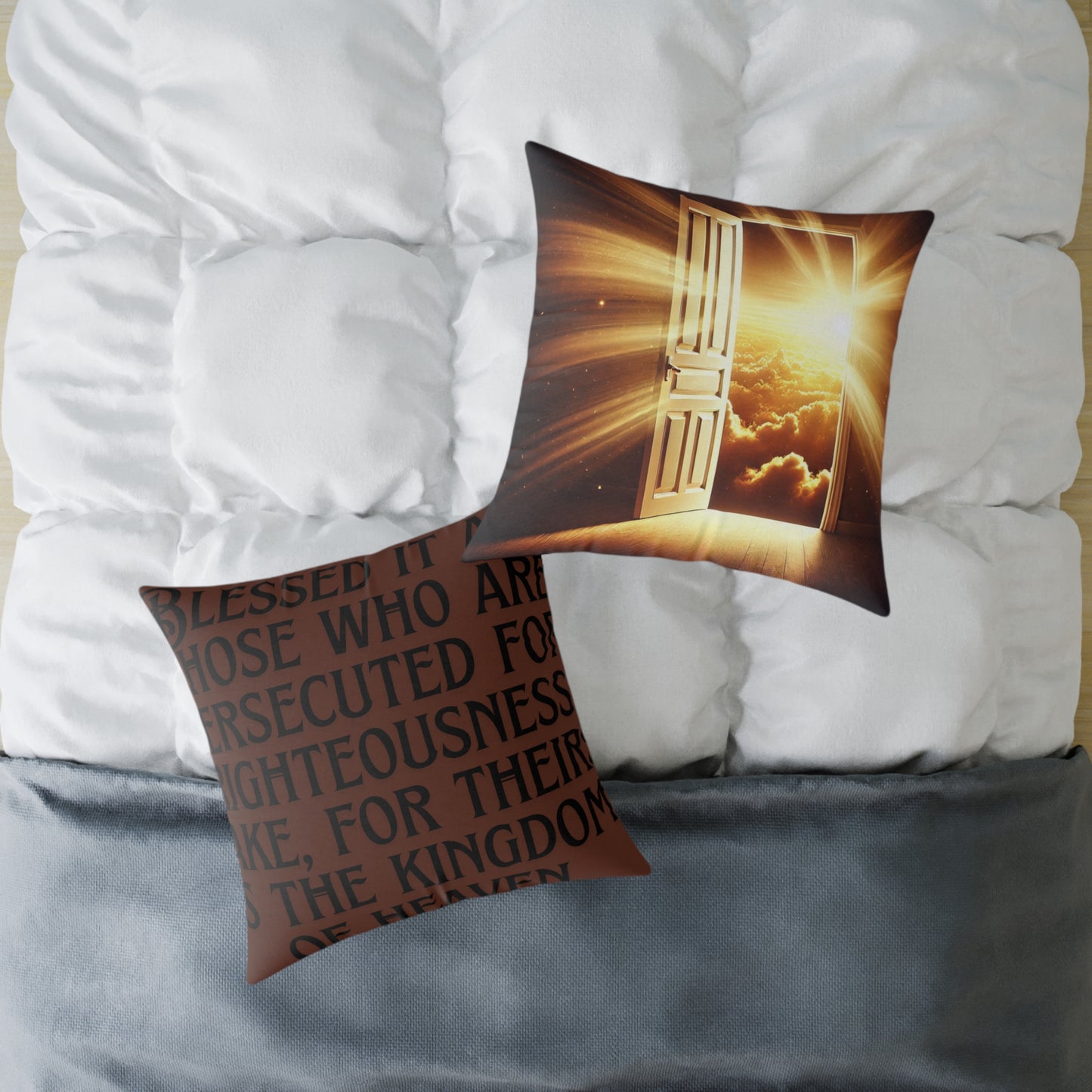 Inspirational Square Poly Canvas Pillow for Home Decor, Cozy Throw Pillow, Motivational Cushion, Bible Verse Pillow, Gift