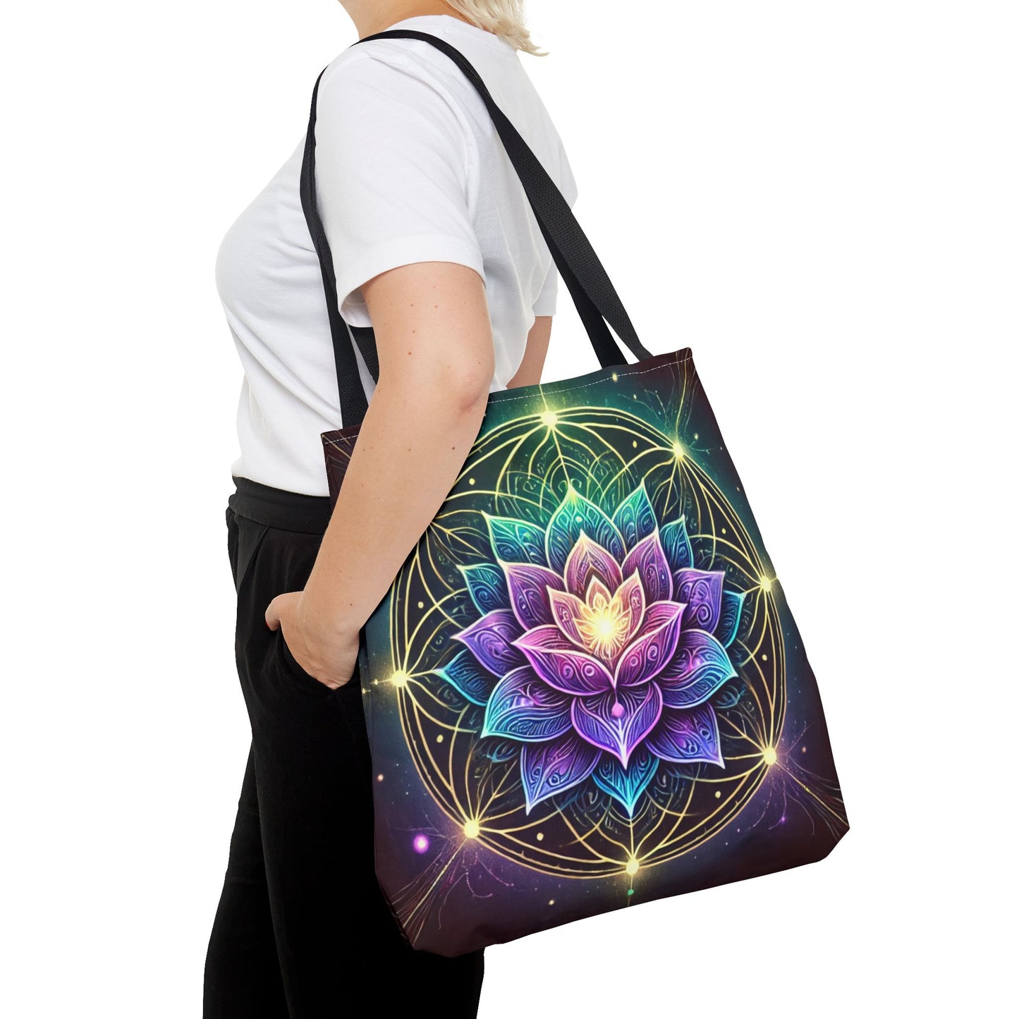 Mystical Lotus Tote Bag - Bohemian Style for Yoga and Daily Use