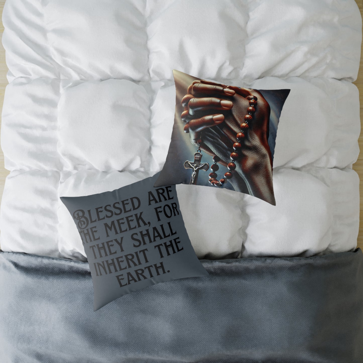 Blessed Are The Meek: Square Poly Canvas Pillow