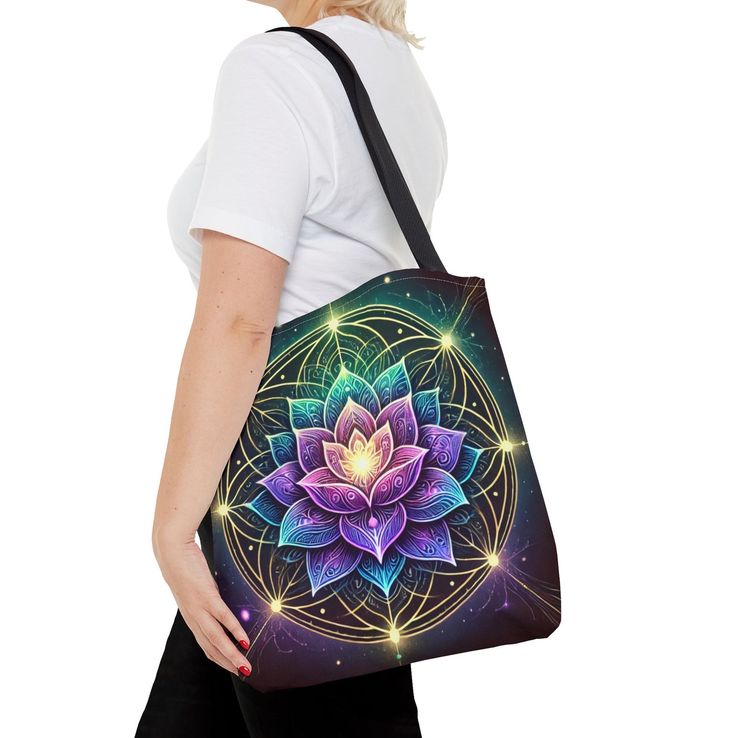 Mystical Lotus Tote Bag - Bohemian Style for Yoga and Daily Use