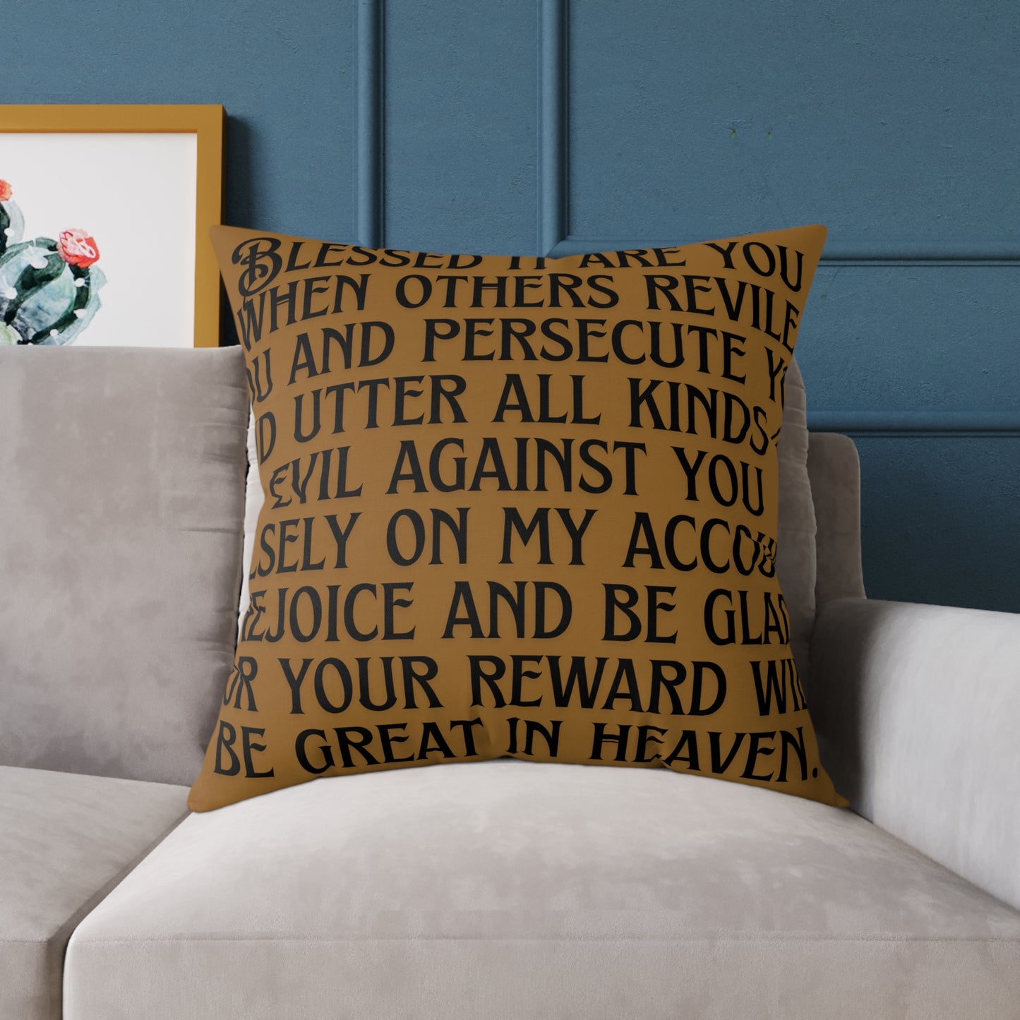 Blessed It Are You Than Others: Square Poly Canvas Pillow
