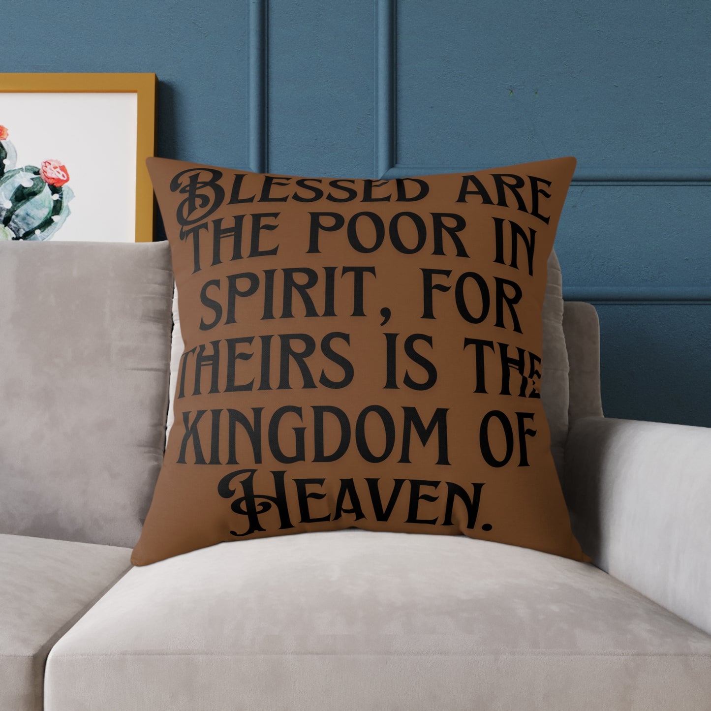 Blessed & Serene Square Poly Canvas Pillow | Inspirational Decor, Cozy Home Accent, Faith-Based Gift