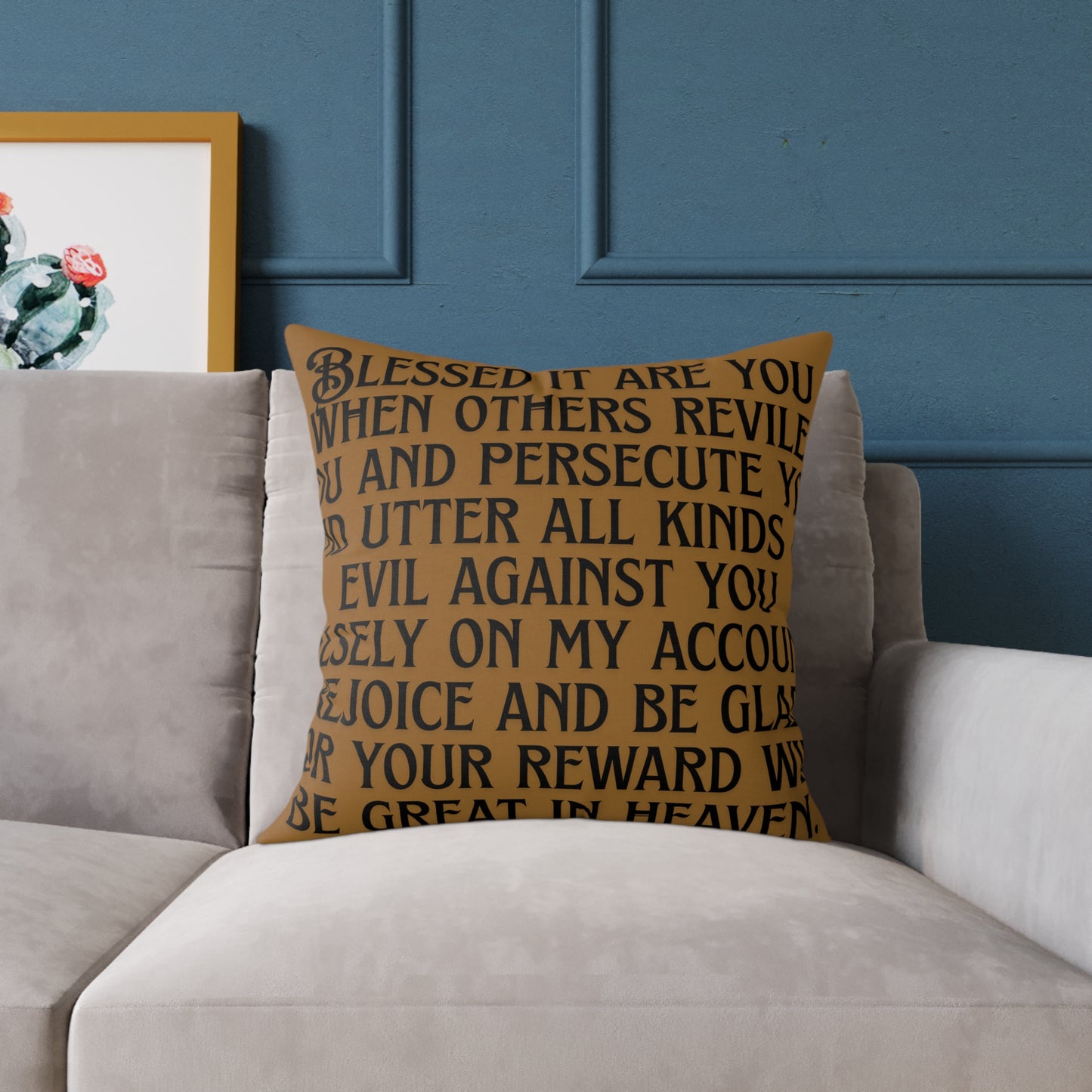 Blessed It Are You Than Others: Square Poly Canvas Pillow