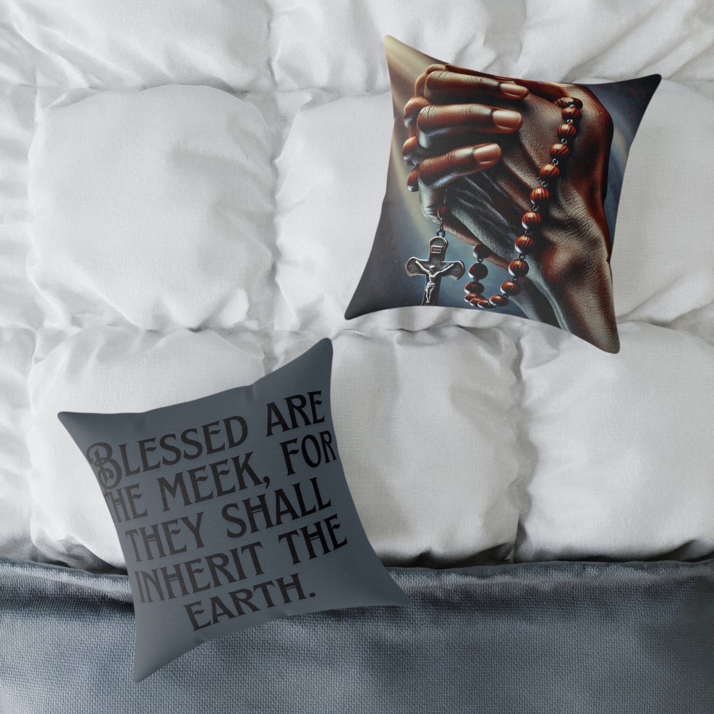 Blessed Are The Meek: Square Poly Canvas Pillow