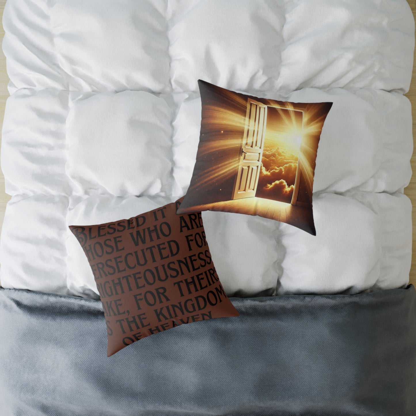 Inspirational Square Poly Canvas Pillow for Home Decor, Cozy Throw Pillow, Motivational Cushion, Bible Verse Pillow, Gift